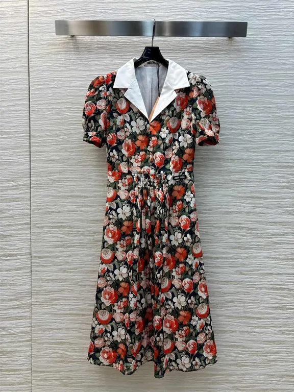 Miumiu Lapel Floral Dress